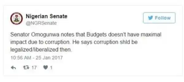 "make corruption legal" Ondo Senator Begs[see why] 
